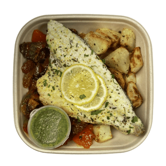 Herby Sea Bass with Chunky Caponata